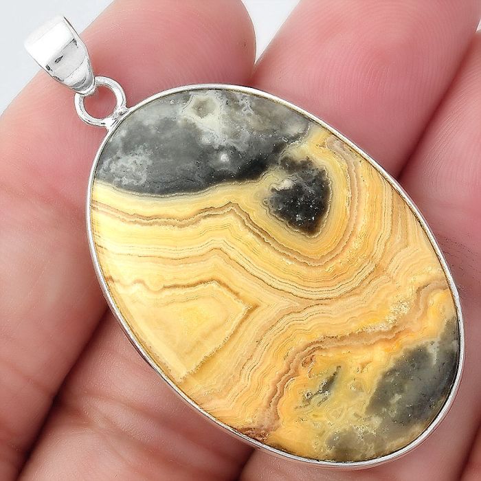 Natural Laguna Lace Agate - Mexican Pendant SDP97858 P-1001, 26x38 mm