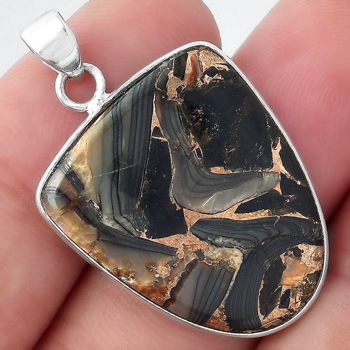 Natural Copper Abalone Shell Pendant SDP97880 P-1001, 21x25 mm