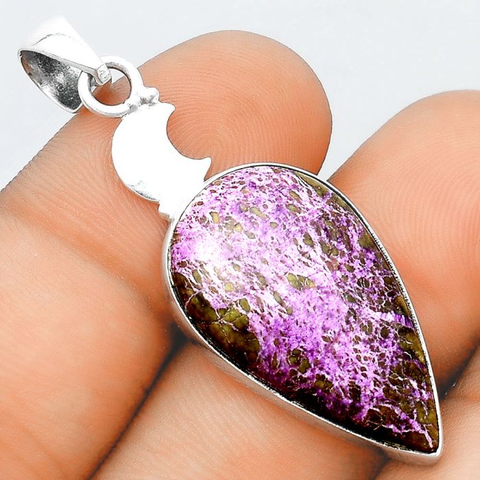 Crescent Moon - Natural Purpurite Pendant SDP98678 P-1368, 15x27 mm