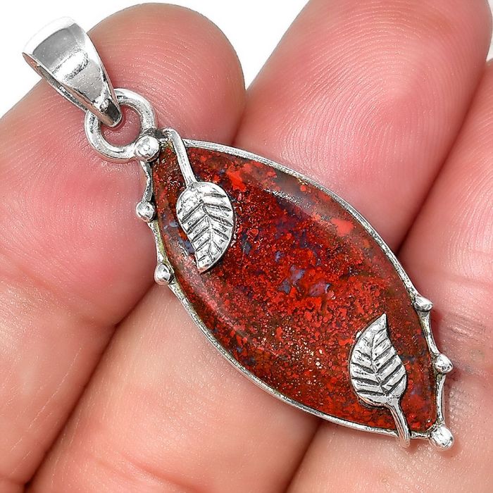 Natural Red Moss Agate Pendant SDP98972 P-1226, 14x30 mm