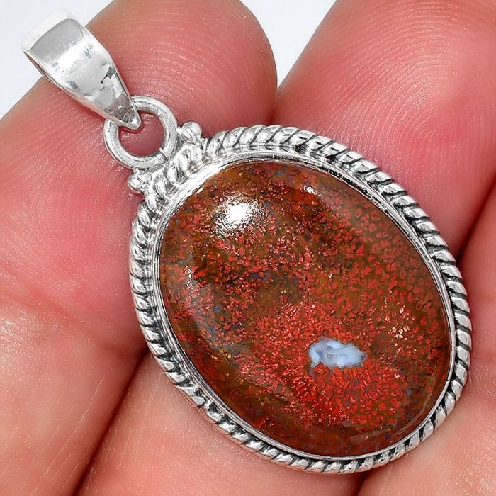 Natural Red Moss Agate Pendant SDP99344 P-1056, 17x22 mm