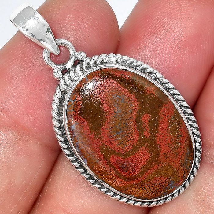 Natural Red Moss Agate Pendant SDP99353 P-1056, 17x23 mm