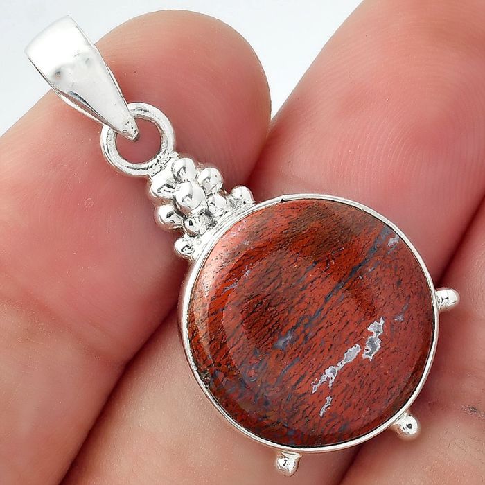 Natural Red Moss Agate Pendant SDP99455 P-1357, 17x17 mm