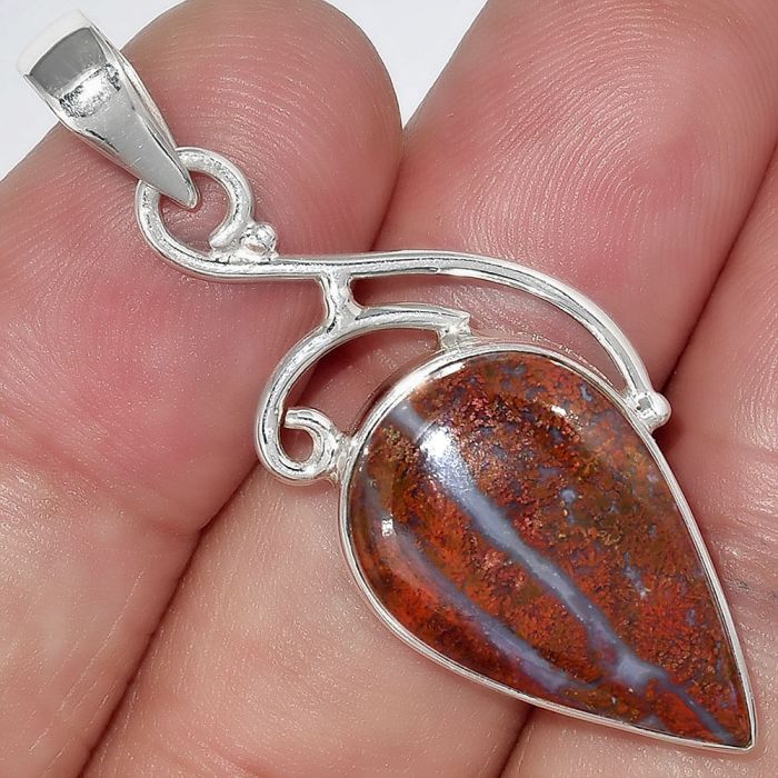 Natural Red Moss Agate Pendant SDP99507 P-1352, 14x22 mm