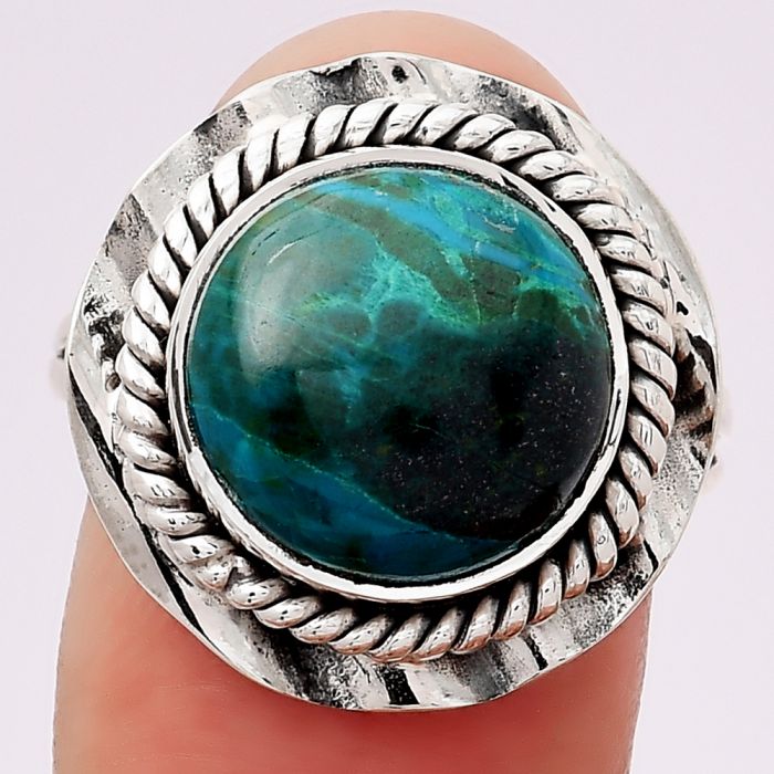 Natural Azurite Chrysocolla Ring size-9 SDR114396 R-1212, 12x12 mm