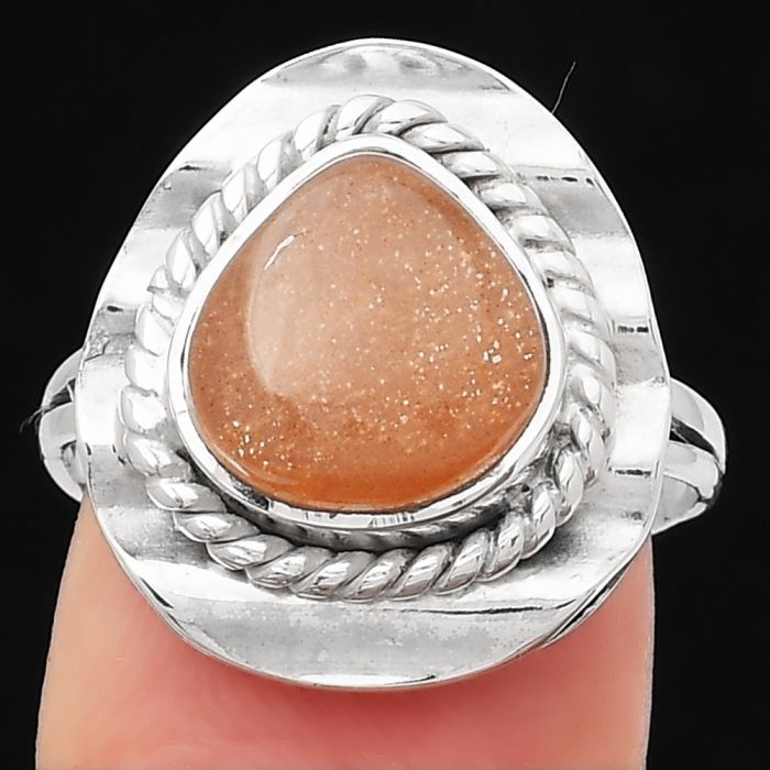 Natural Sunstone - Namibia Ring size-8 SDR114509 R-1212, 10x11 mm