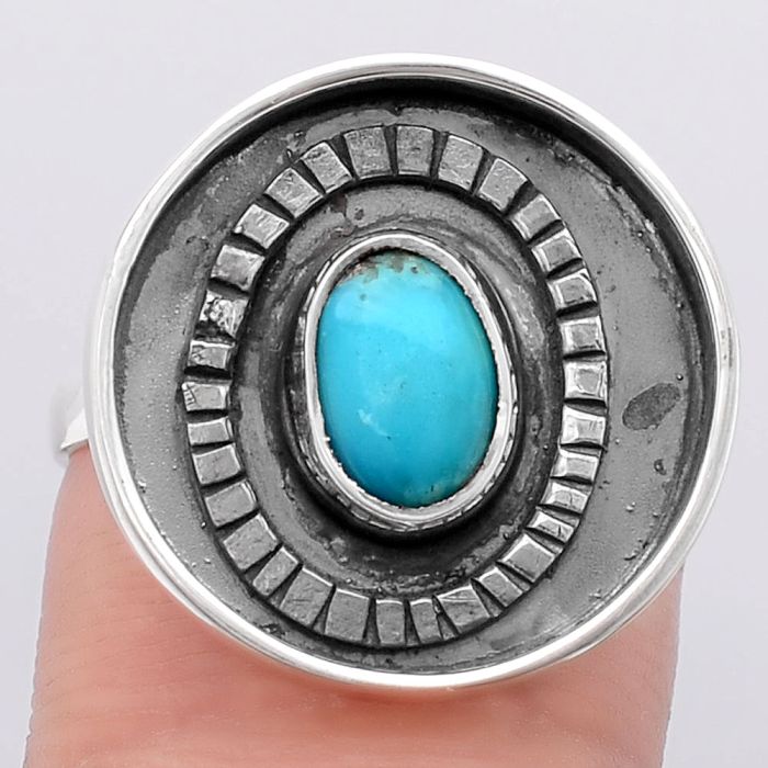 Natural Rare Turquoise Nevada Aztec Mt Ring size-8 SDR116842 R-1080, 5x7 mm