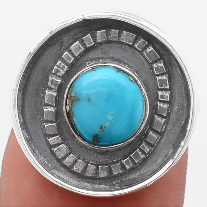 Natural Rare Turquoise Nevada Aztec Mt Ring size-7 SDR116974 R-1080, 8x8 mm