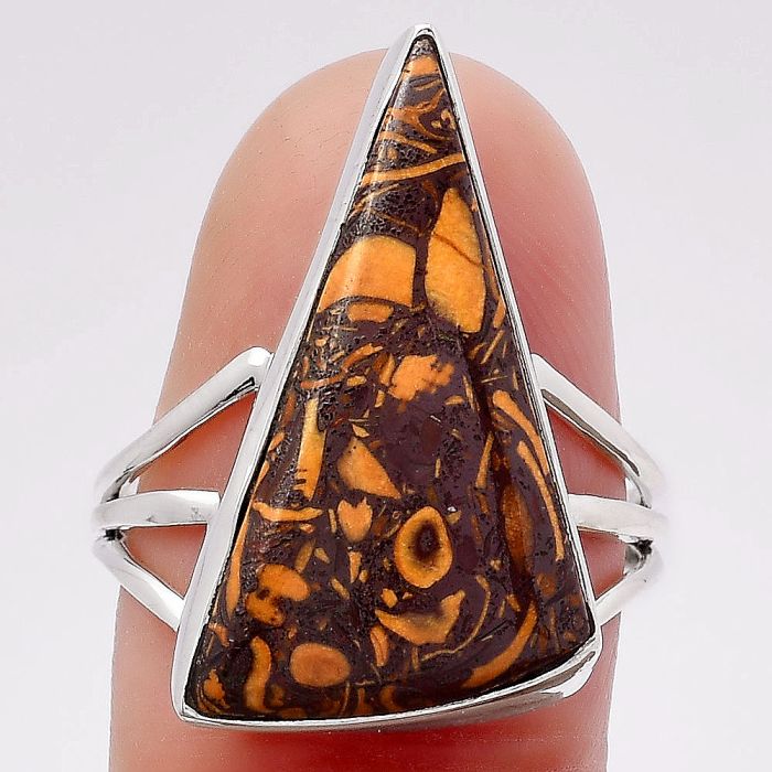 Coquina Fossil Jasper - India Ring size-7.5 SDR117647 R-1003, 13x23 mm