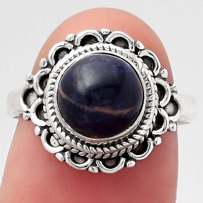 Natural Sodalite Ring size-7 SDR119510 R-1256, 8x8 mm