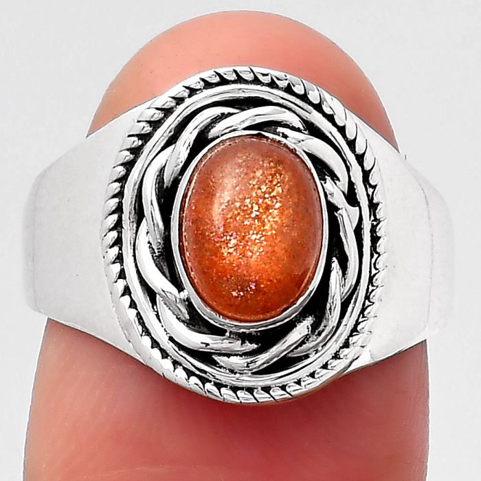 Natural Sunstone - Namibia Ring size-8 SDR119539 R-1097, 6x8 mm