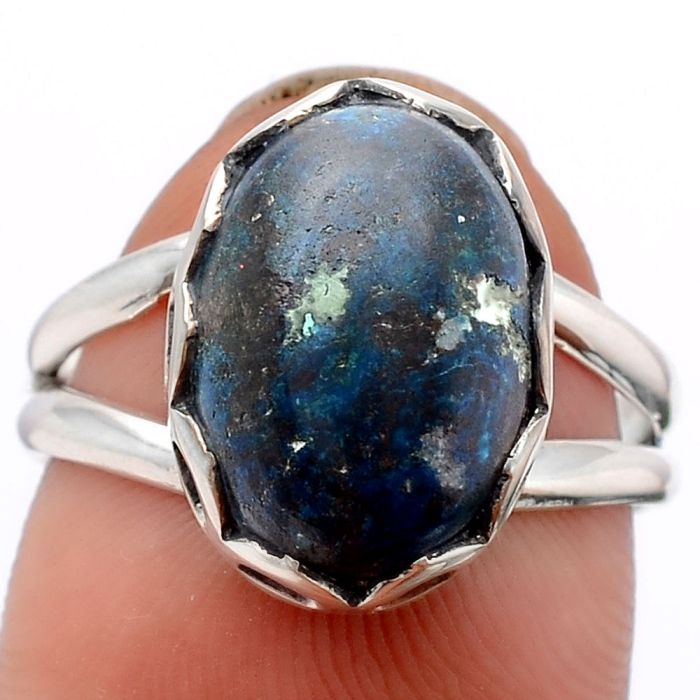 Natural Azurite Chrysocolla Ring size-7.5 SDR120535 R-1428, 10x15 mm