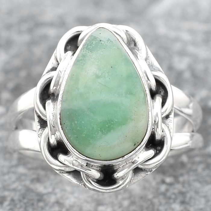 Dendritic Chrysoprase - Africa 925 Sterling Silver Ring s.6.5 Jewelry SDR120589 R-1528, 8x12 mm