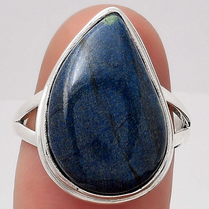 Natural Azurite Ring size-7.5 SDR120881 R-1156, 13x20 mm