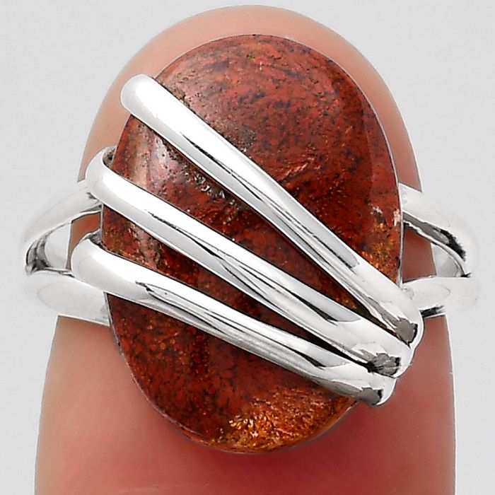 Natural Red Moss Agate Ring size-6.5 SDR121162 R-1444, 12x17 mm