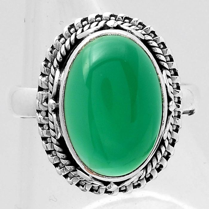Natural Green Onyx Ring size-7 SDR121312 R-1279, 10x14 mm
