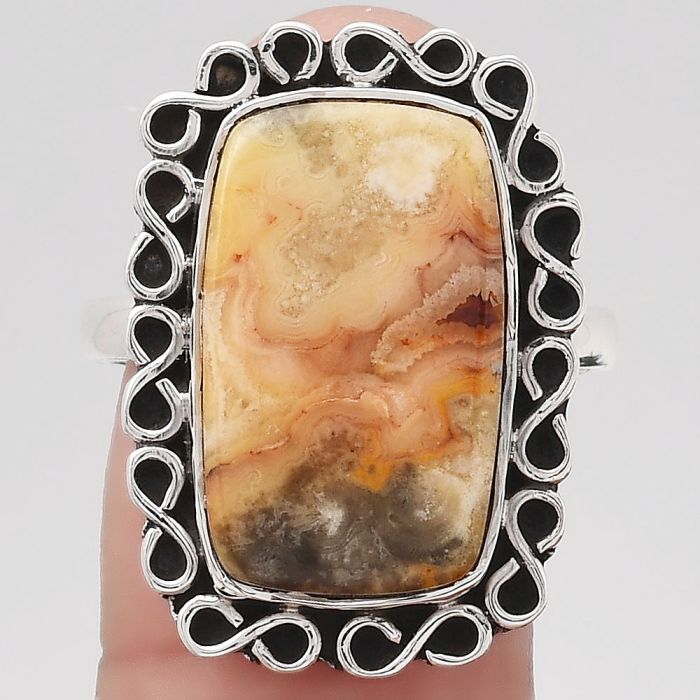 Natural Laguna Lace Agate - Mexican Ring size-9.5 SDR121574 R-1164, 12x19 mm