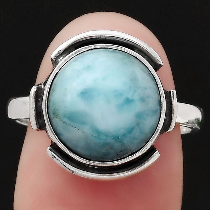 Natural Larimar (Dominican Republic) Ring size-8 SDR121585 R-1211, 12x12 mm