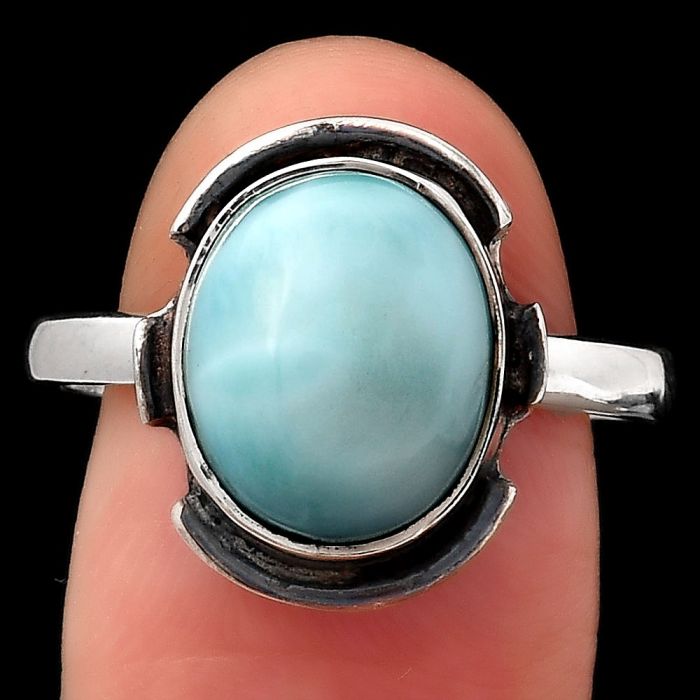 Larimar (Dominican Republic) Ring size-8.5 SDR121636 R-1211, 10x12 mm