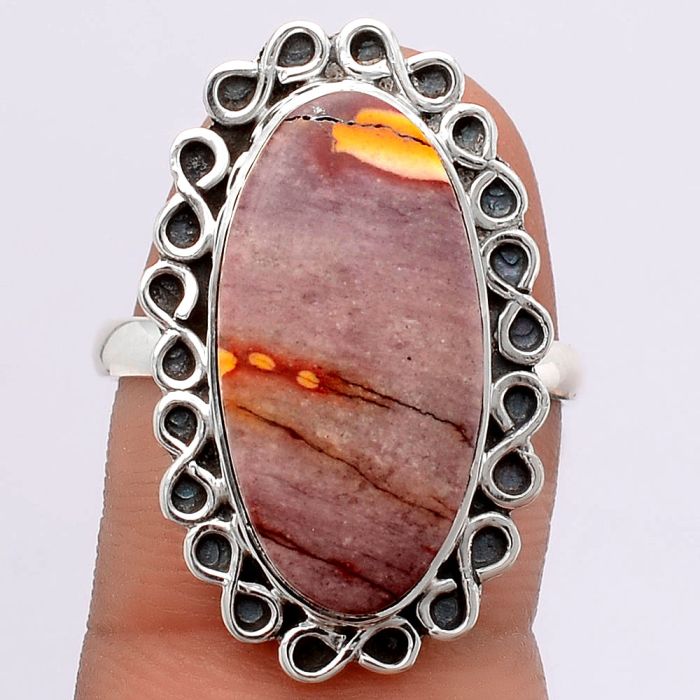 Natural Red Mookaite Ring size-9 SDR122118 R-1164, 10x21 mm