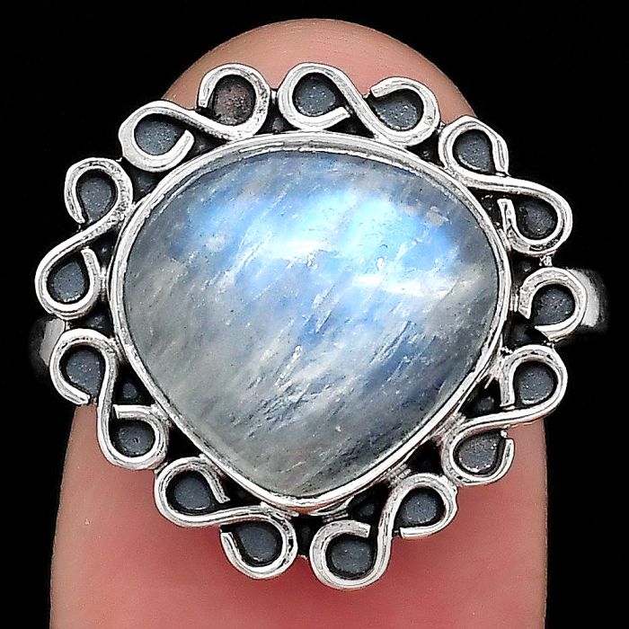 Natural Rainbow Moonstone - India Ring size-7.5 SDR122293 R-1164, 12x13 mm