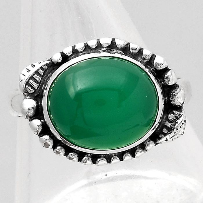Natural Green Onyx Ring size-8.5 SDR122425 R-1272, 10x12 mm
