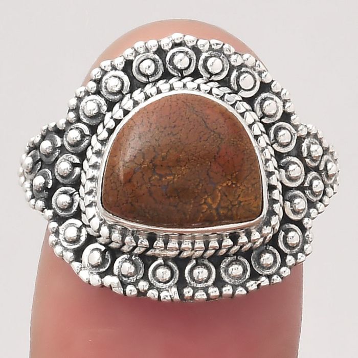 Natural Red Moss Agate Ring size-7 SDR122534 R-1124, 8x10 mm