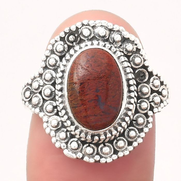 Natural Red Moss Agate Ring size-7 SDR122542 R-1124, 8x11 mm