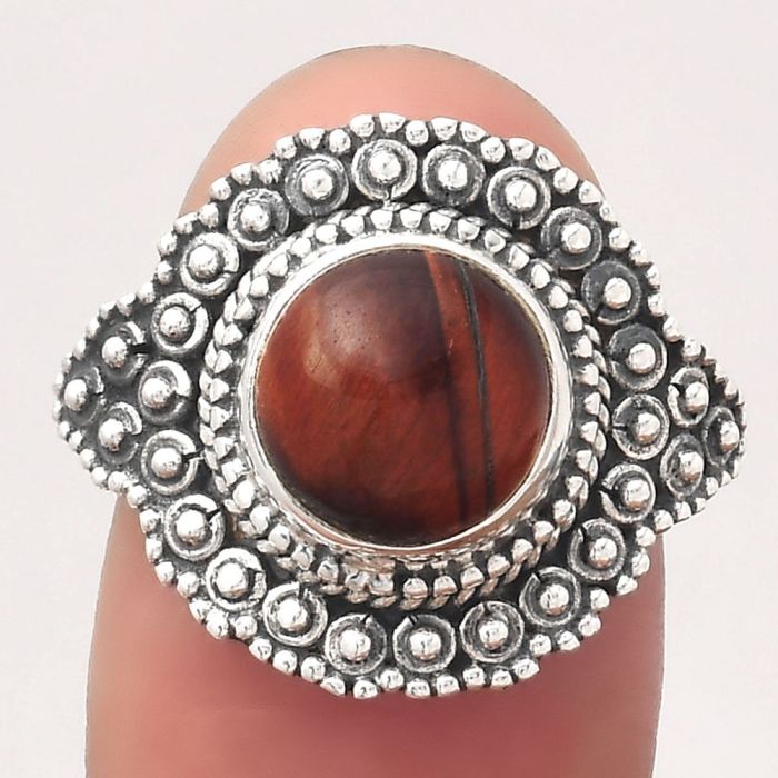 Natural Red Tiger Eye Ring size-8 SDR122553 R-1124, 9x9 mm