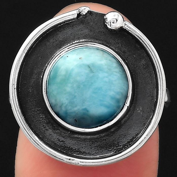 Natural Larimar (Dominican Republic) Ring size-7 SDR122858 R-1168, 10x10 mm