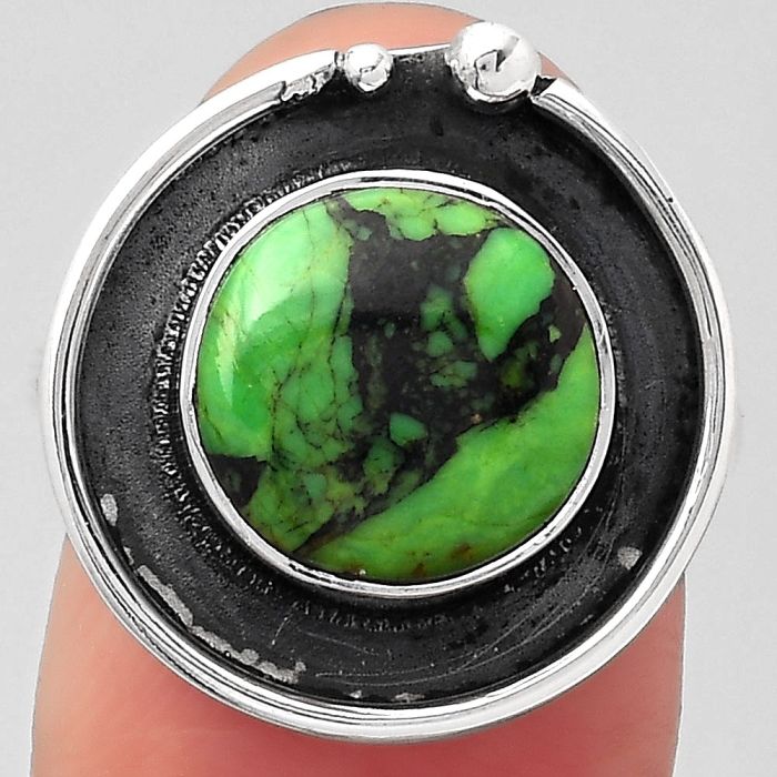 Natural Green Matrix Turquoise Ring size-7 SDR122870 R-1168, 11x11 mm