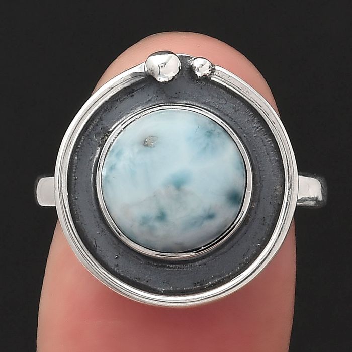 Natural Larimar (Dominican Republic) Ring size-7 SDR122885 R-1168, 10x10 mm
