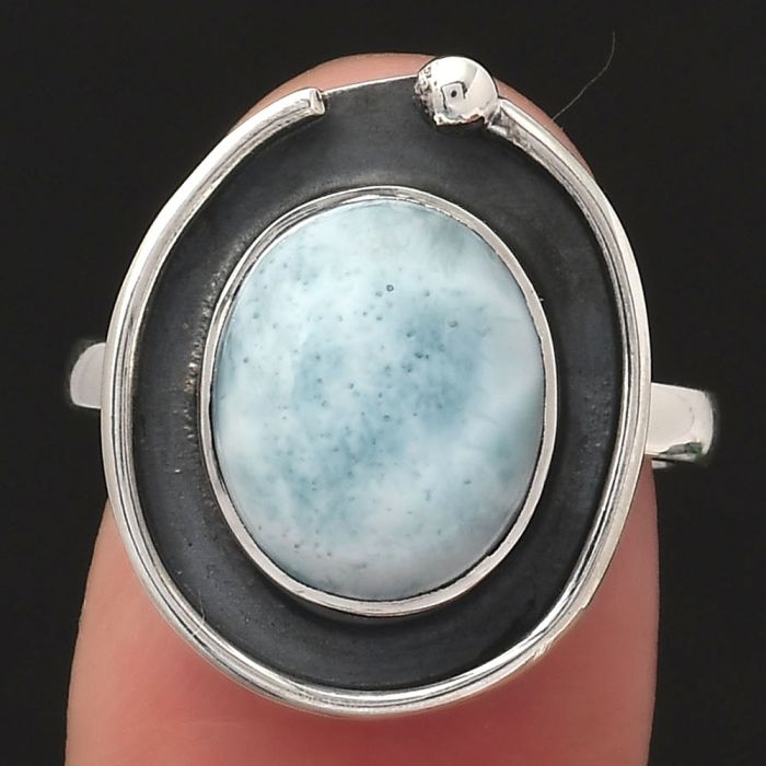 Natural Larimar (Dominican Republic) Ring size-7 SDR122909 R-1168, 10x12 mm