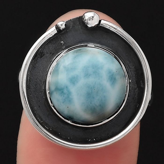Natural Larimar (Dominican Republic) Ring size-7 SDR122926 R-1168, 11x11 mm