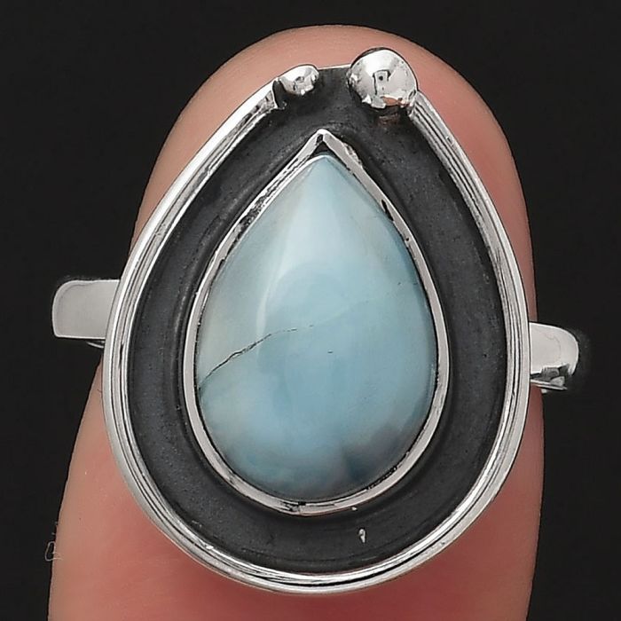 Natural Larimar (Dominican Republic) Ring size-7 SDR122927 R-1168, 9x13 mm