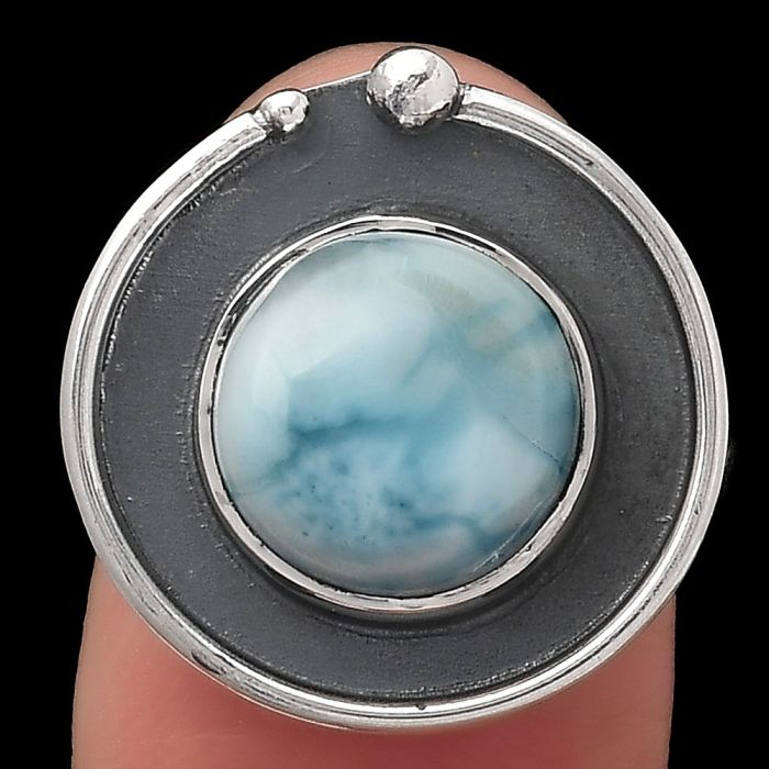Natural Larimar (Dominican Republic) Ring size-7 SDR122946 R-1168, 11x11 mm
