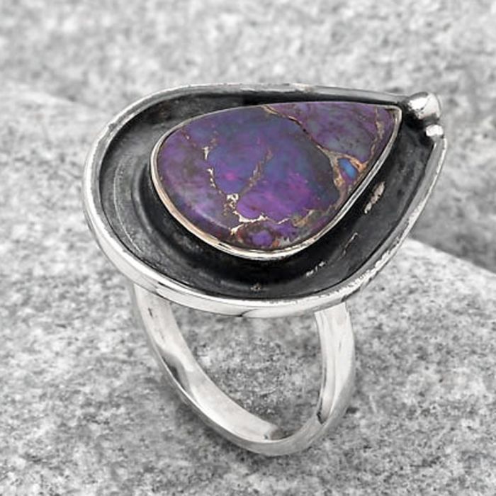 Copper Purple Turquoise - Arizona Ring size-7 SDR122966 R-1168, 12x18 mm