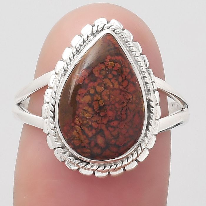 Natural Red Moss Agate Ring size-8 SDR123186 R-1393, 9x14 mm