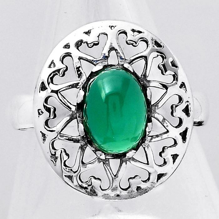 Natural Green Onyx Ring size-8 SDR123304 R-1571, 6x8 mm