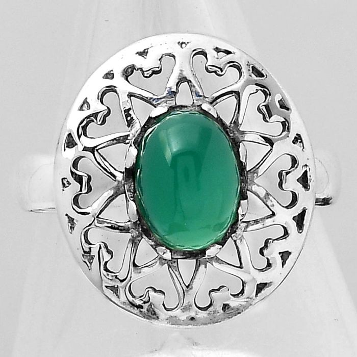 Natural Green Onyx Ring size-6 SDR123323 R-1571, 6x8 mm