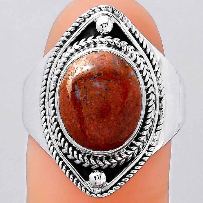 Natural Red Moss Agate Ring size-9 SDR123346 R-1258, 10x12 mm