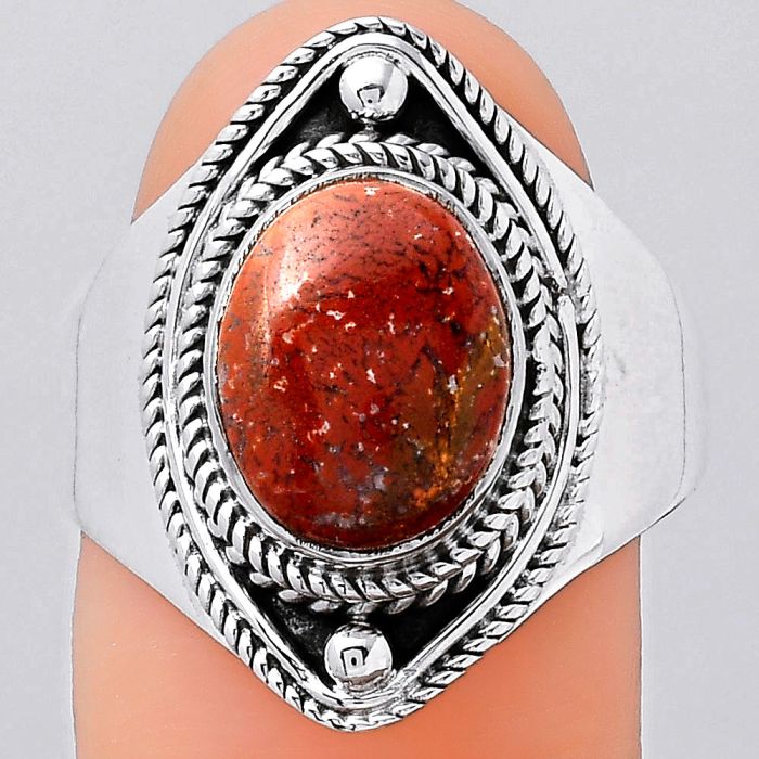 Natural Red Moss Agate Ring size-9 SDR123357 R-1258, 9x11 mm