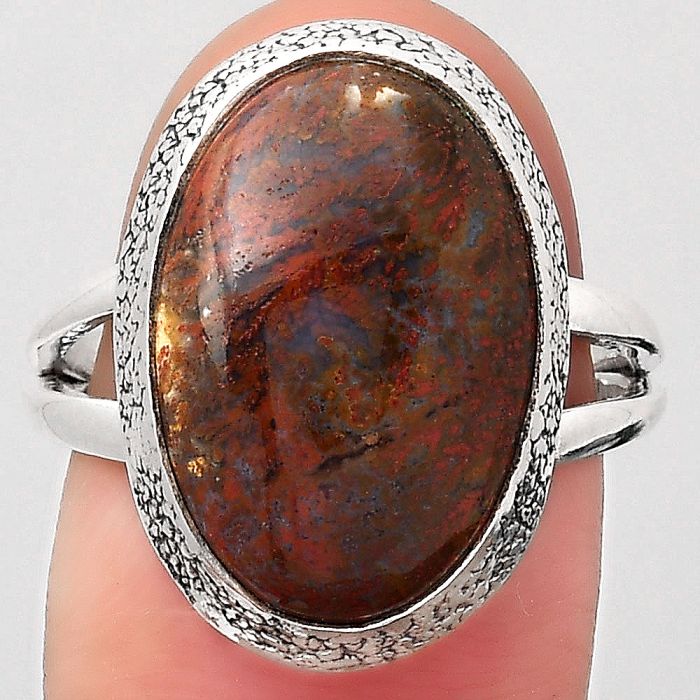 Natural Red Moss Agate Ring size-7.5 SDR123607 R-1307, 12x17 mm