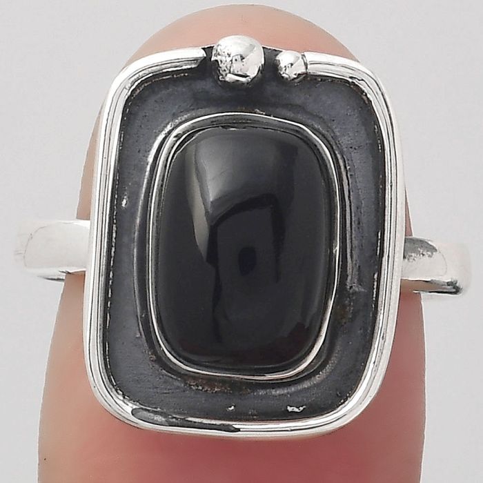 Natural Black Onyx - Brazil Ring size-8 SDR123690 R-1168, 8x11 mm