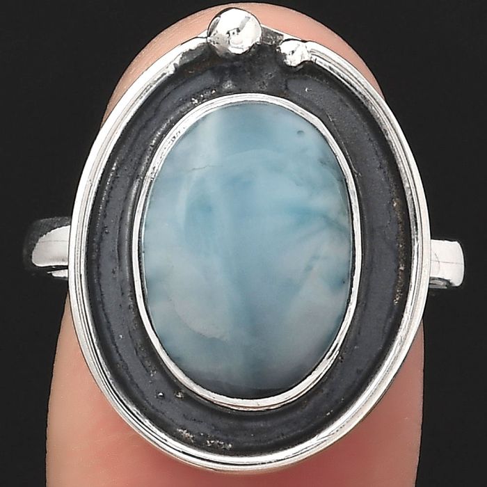Natural Larimar (Dominican Republic) Ring size-8 SDR123735 R-1168, 10x14 mm