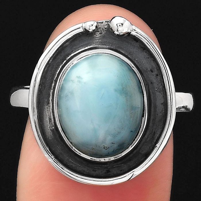 Natural Larimar (Dominican Republic) Ring size-8 SDR123847 R-1168, 10x12 mm