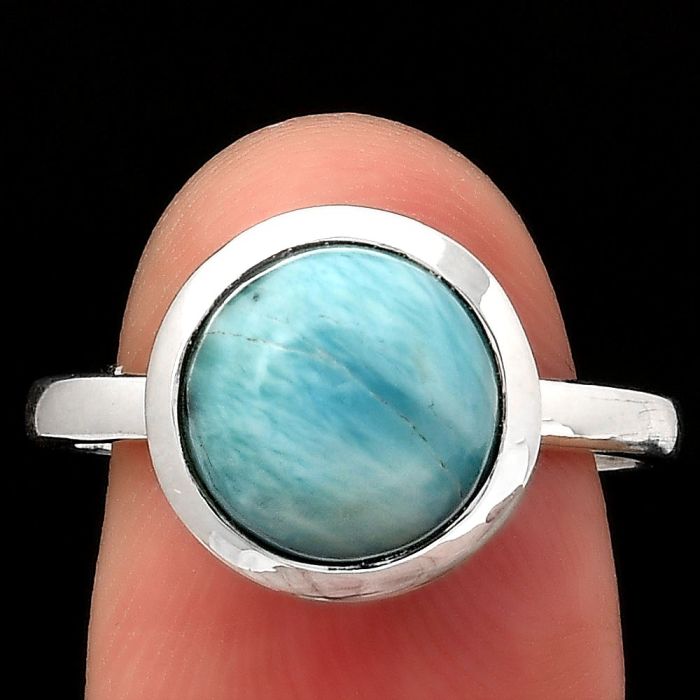 Natural Larimar (Dominican Republic) Ring size-8 SDR124238 R-1004, 10x10 mm