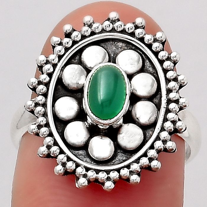 Natural Green Onyx Ring size-7 SDR124623 R-1273, 4x6 mm