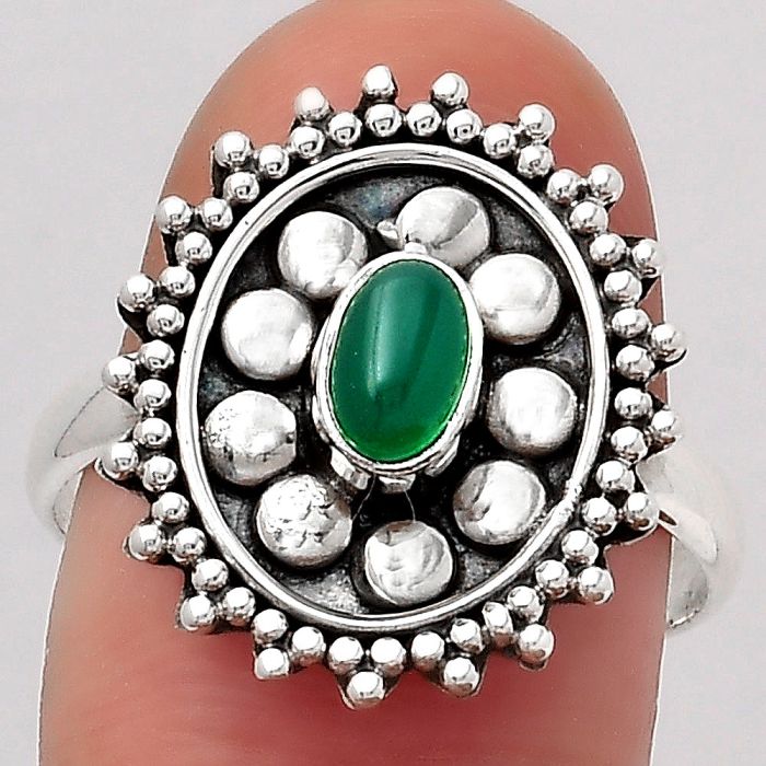 Natural Green Onyx Ring size-8 SDR124643 R-1273, 4x6 mm