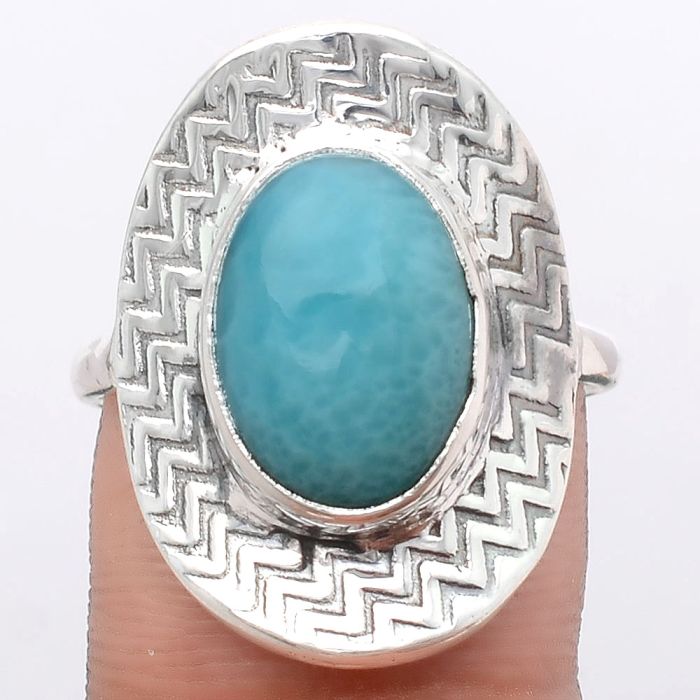 Natural Larimar (Dominican Republic) Ring size-9 SDR125074 R-1376, 10x14 mm